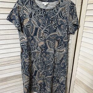 Elegant Blue Paisley Dress